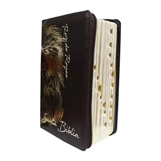 RVR 1960 Imitación Piel León Letra grande con índice y cierre