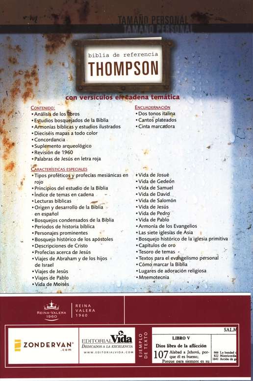 Biblia de referencia Thompson Reina Valera 1960, tamaño personal, Italiana Duo-tono