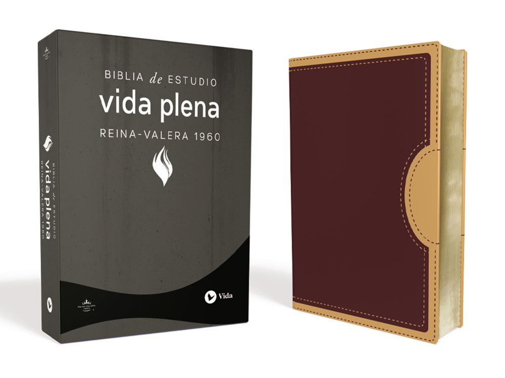 RVR 1960 Biblia de Estudio vida plena, imitación piel Duo Rojo/Beige