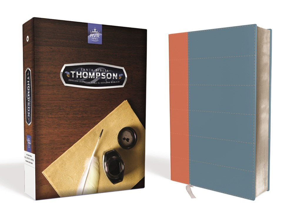 RVR 1960 Biblia Thompson edición especial para el estudio bíblico - imitación piel azul marrón Duo-tono