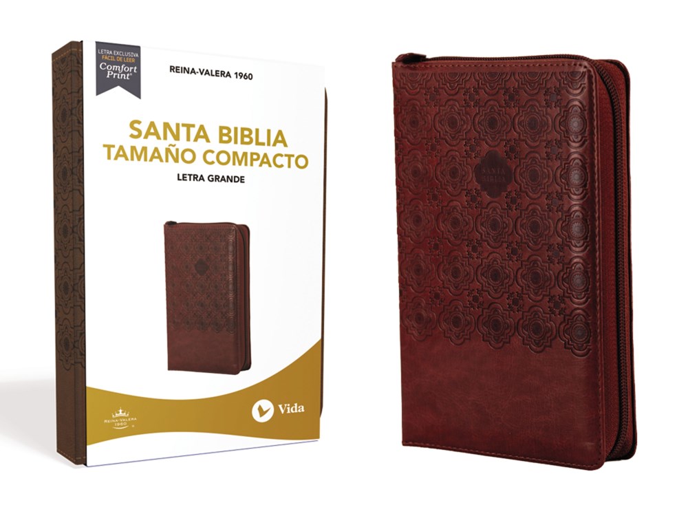 RVR 1960 Compacta Letra Grande Imitación Piel Café con cierre