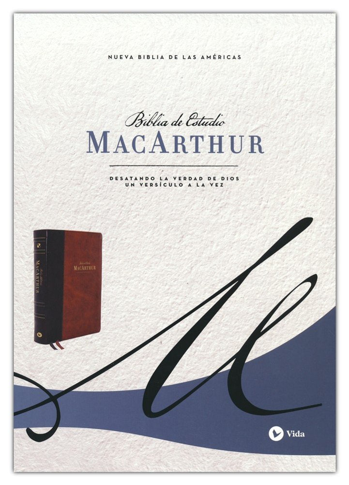 NBLA Biblia de Estudio MacArthur, Imitación Piel, Café, Interior a dos colores