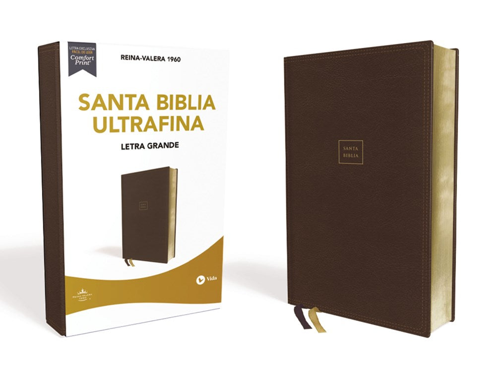 Reina Valera 1960 Santa Biblia Ultrafina Letra Grande, Imitación Piel Café