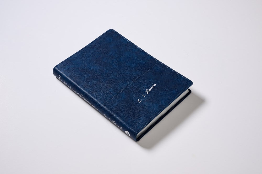 RVR Biblia Reflexiones de C. S. Lewis, Piel Fabricada, Azul Marino