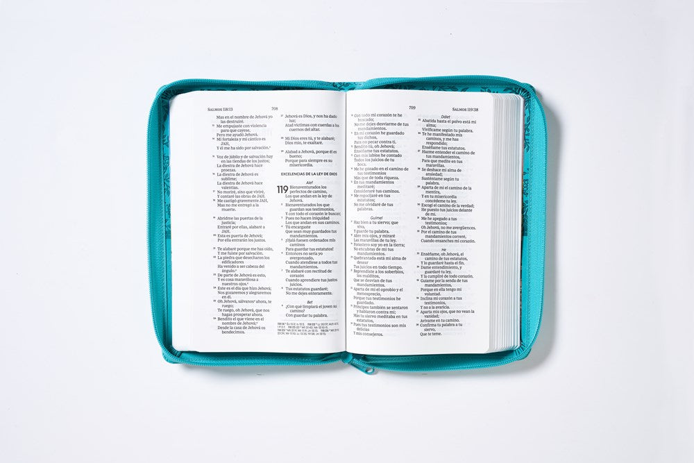 Biblia Reina-Valera 1960, Tierra Santa, Imitación Piel Turquesa con cierre