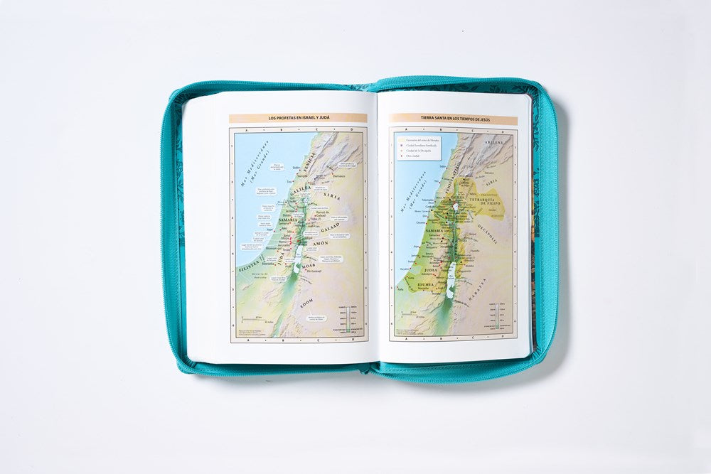 Biblia Reina-Valera 1960, Tierra Santa, Imitación Piel Turquesa con cierre