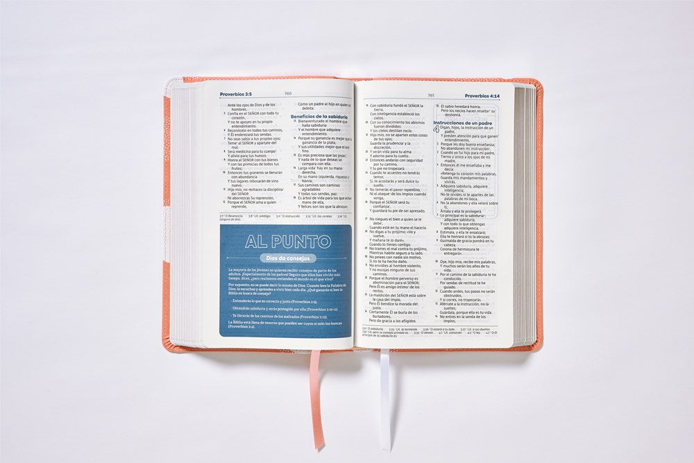 NBLA, Biblia de Estudio para Jóvenes, Piel fabricada, Color durazno