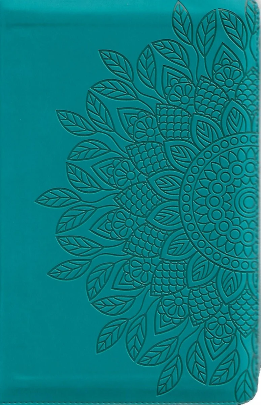 BIBLIA RVR 1960 CON CIERRE TURQUESA, LETRA GRANDE, TAMAÑO MANUAL