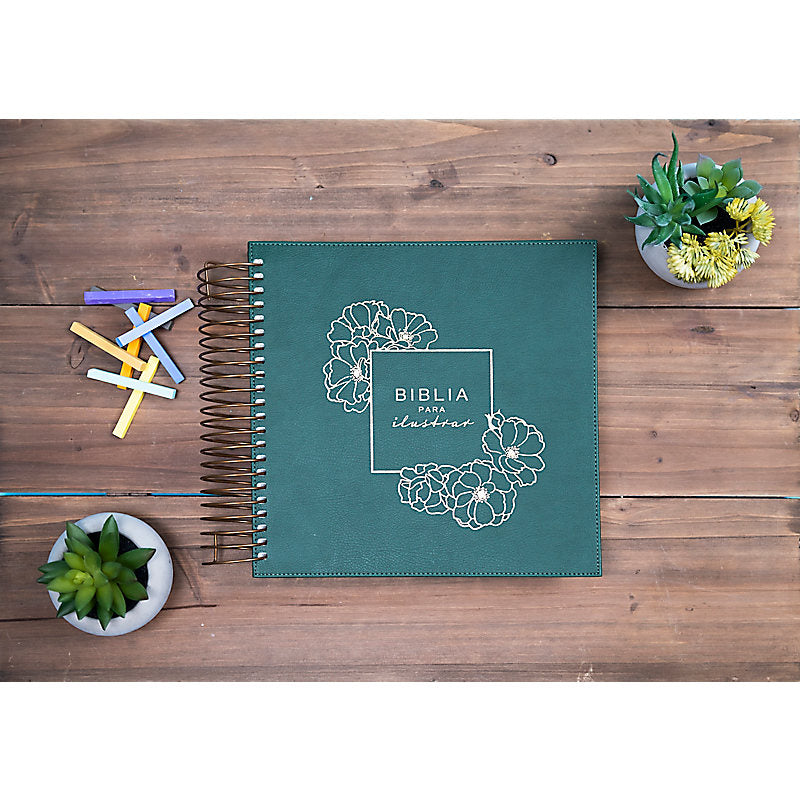 RVR 1960 Biblia para ilustrar, verde símil piel