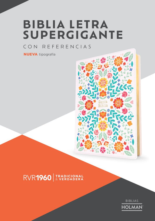 RVR 1960 Biblia letra supergigante edición 2023, floreada símil piel