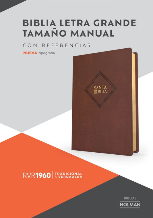 RVR 1960 Biblia letra grande tamaño manual, café, piel fabricada (edición 2023)
