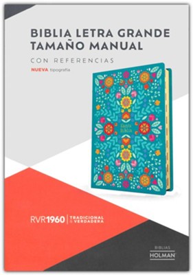 RVR 1960 Biblia letra grande tamaño manual, floreada, símil piel con índice (edición 2023)