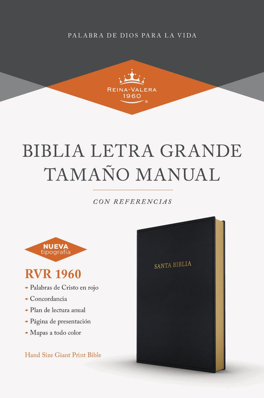RVR 1960 Biblia letra grande tamaño manual, negro, imitación piel (edición 2023)