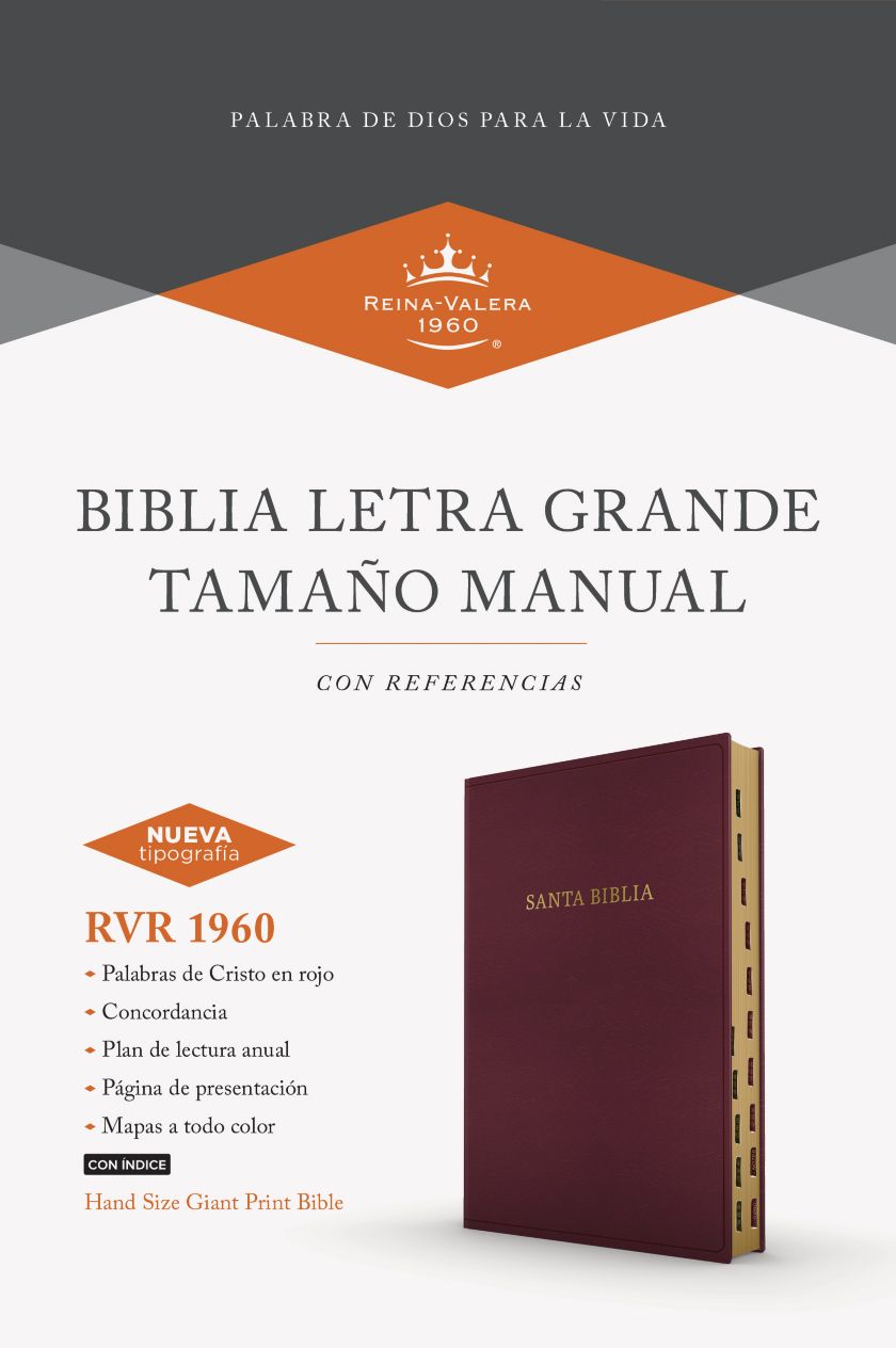 RVR 1960 Biblia Letra Grande Tamaño Manual Borgoña Imitacion piel con indice
