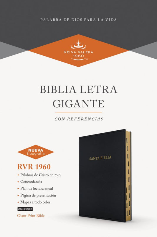 RVR 1960 Biblia letra gigante, negro, imitación piel con índice (Edición 2023)