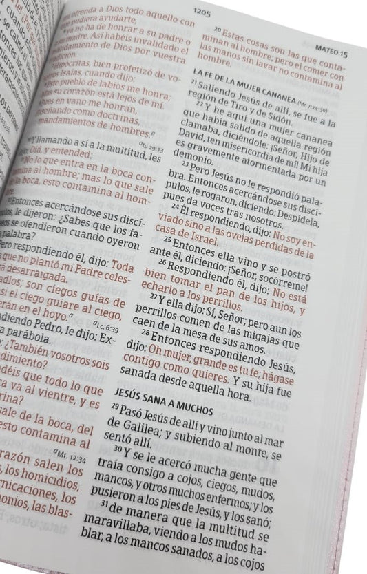 RVR 1960 Biblia letra grande tamaño manual edición especial, rosa símil piel