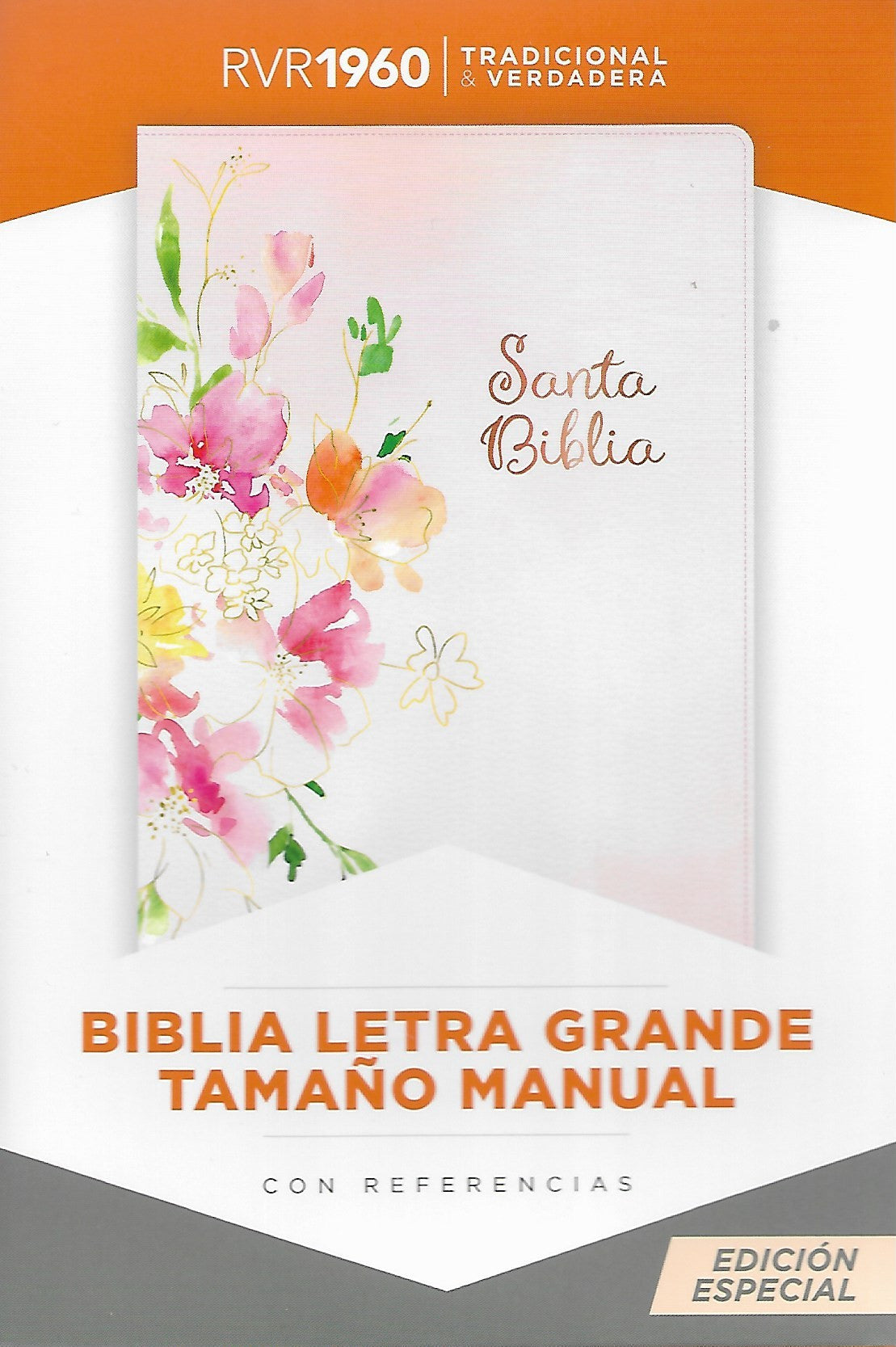 RVR 1960 Biblia letra grande tamaño manual edición especial, rosa símil piel