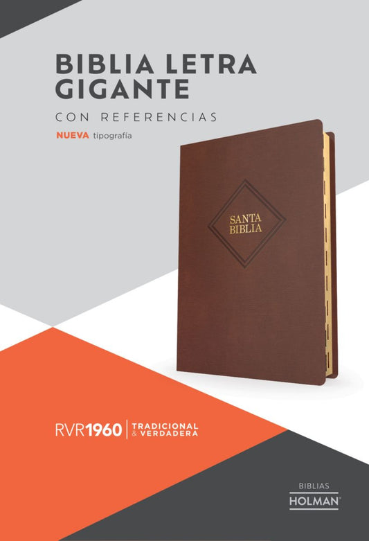 RVR 1960 Biblia letra gigante, café, piel fabricada con índice