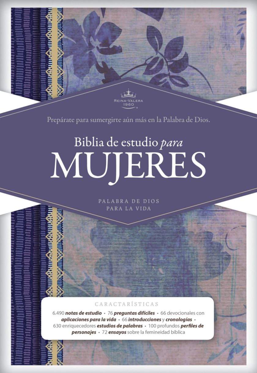 RVR 1960 Biblia de estudio para mujeres, azul floreado tela impresa con índice