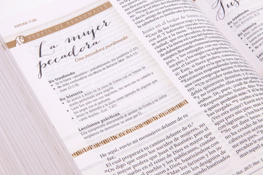 RVR 1960 Biblia de estudio para mujeres, azul floreado tela impresa con índice