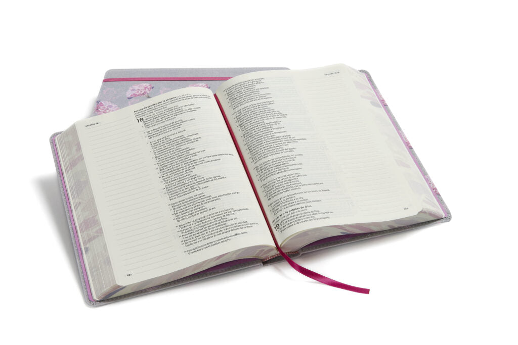 RVR 1960 Biblia de apuntes, gris y floreado tela impresa