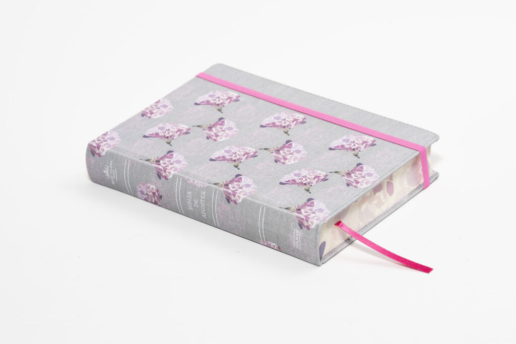 RVR 1960 Biblia de apuntes, gris y floreado tela impresa