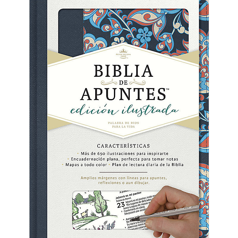 RVR 1960 Biblia de apuntes, edición ilustrada, tela en rosado y azul