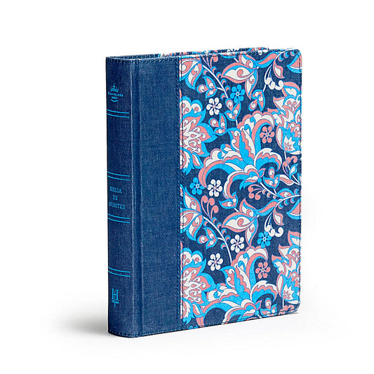 RVR 1960 Biblia de apuntes, edición ilustrada, tela en rosado y azul
