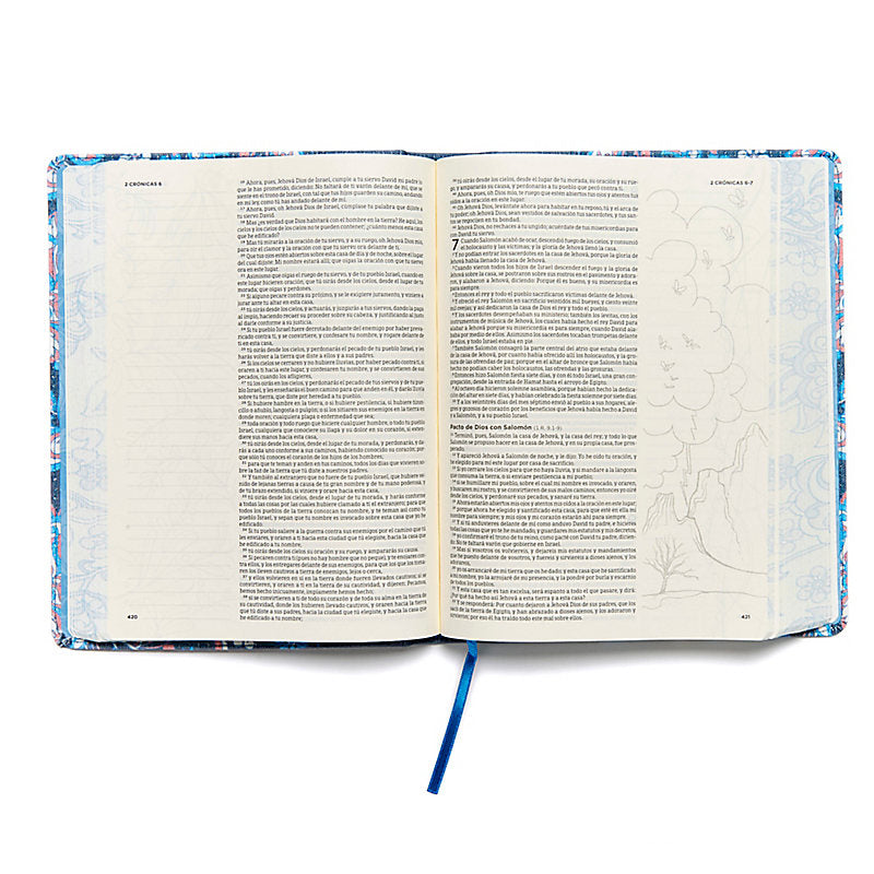 RVR 1960 Biblia de apuntes, edición ilustrada, tela en rosado y azul