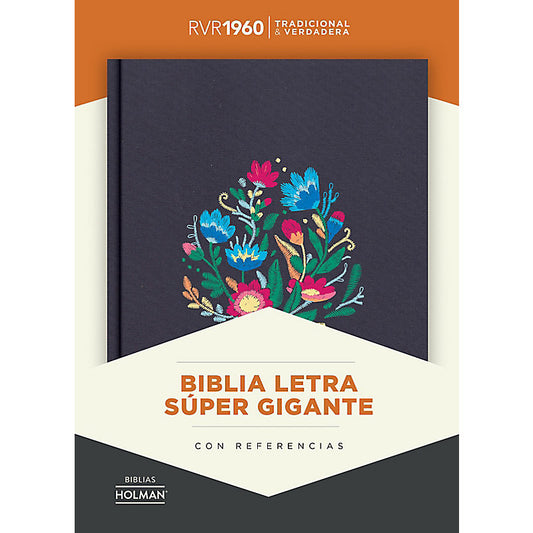 RVR 1960 Biblia Letra Súper Gigante bordado sobre tela con índice