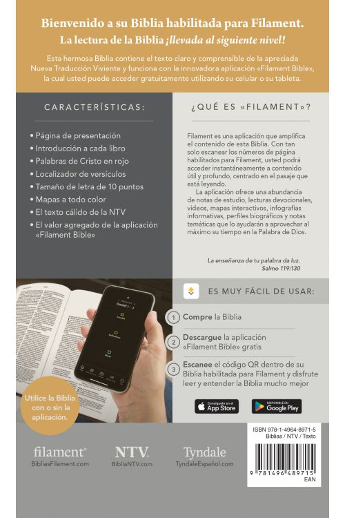 Biblia compacta NTV, letra grande de zíper con Filament | SentiPiel, Azul