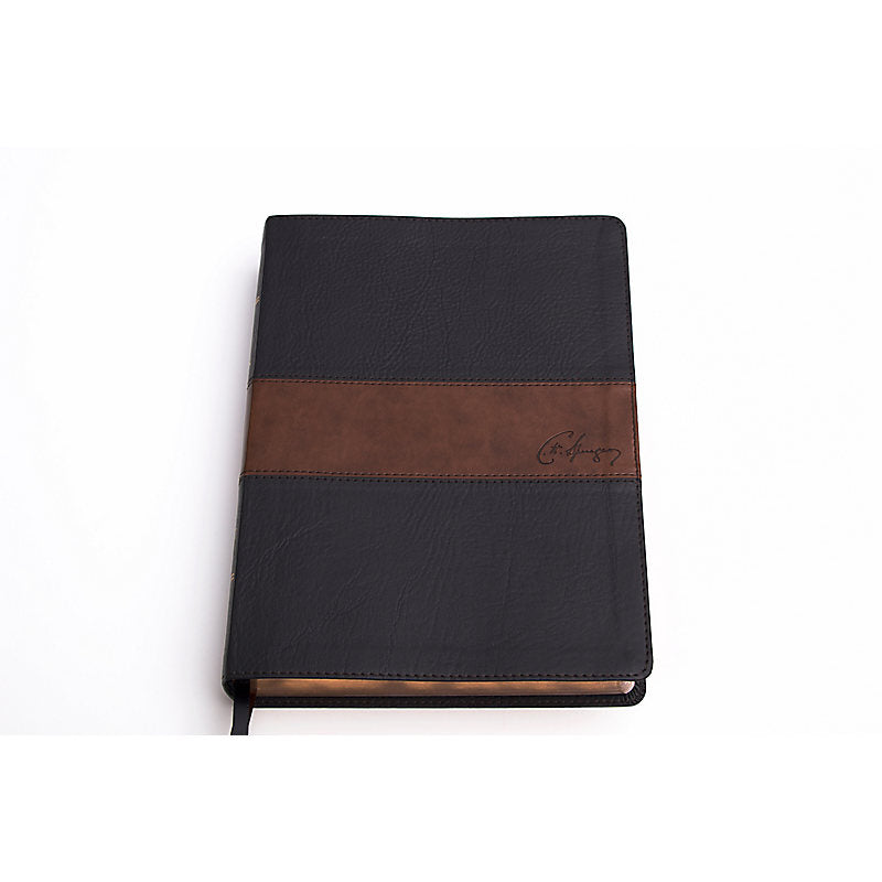 RVR 1960 Biblia de estudio Spurgeon, negro/marrón símil piel