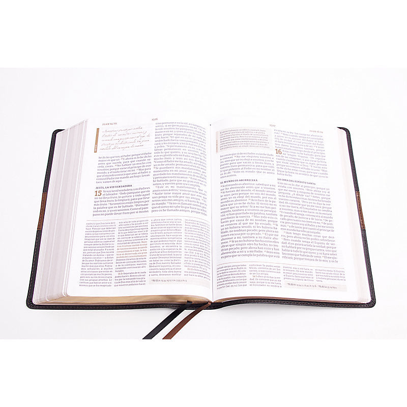 RVR 1960 Biblia de estudio Spurgeon, negro/marrón símil piel