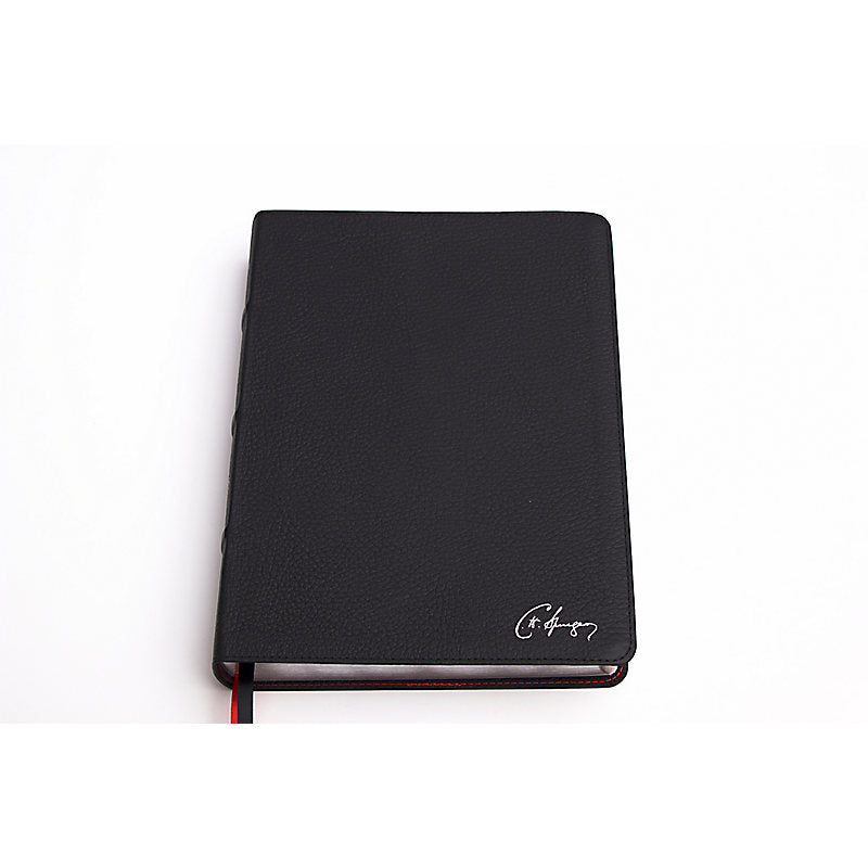 RVR 1960 Biblia de estudio Spurgeon, negro piel genuina con índice