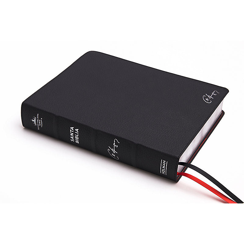 RVR 1960 Biblia de estudio Spurgeon, negro piel genuina con índice