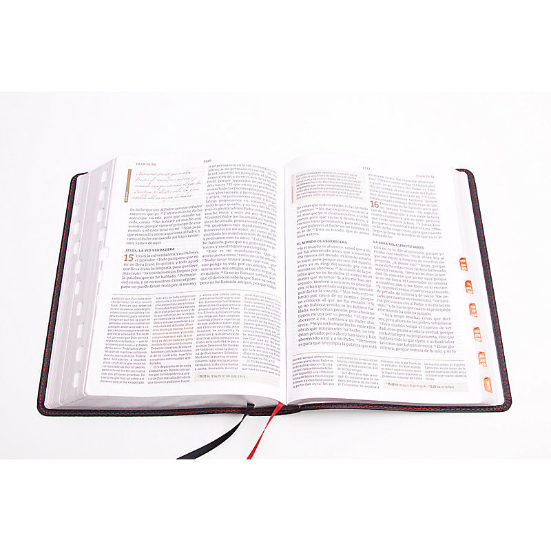 RVR 1960 Biblia de estudio Spurgeon, negro piel genuina con índice