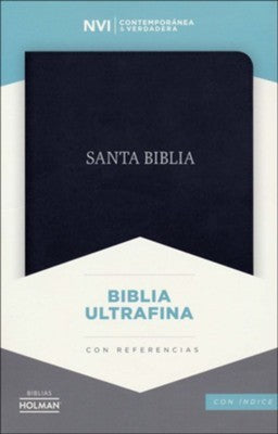 NVI Biblia Ultrafina, negro piel fabricada con índice