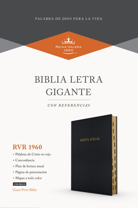 RVR 1960 Biblia letra gigante, negro imitación piel con índice