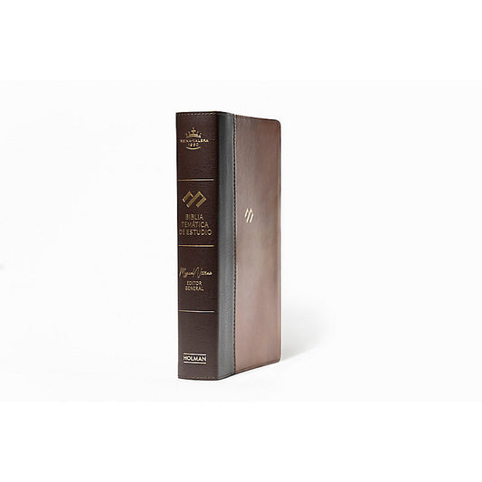 RVR 1960 Biblia temática de estudio, marrón oscuro/marrón piel fabricada