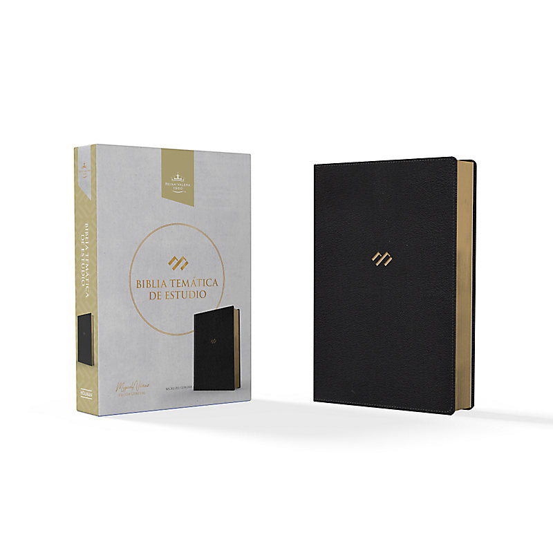 RVR 1960 Biblia temática de estudio, negro piel genuina
