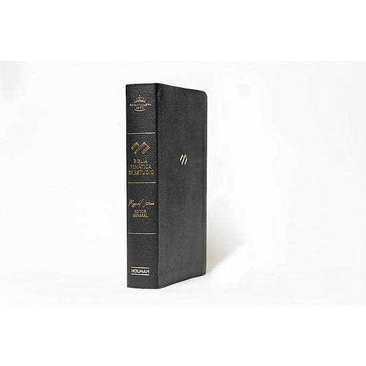 RVR 1960 Biblia temática de estudio, negro piel genuina