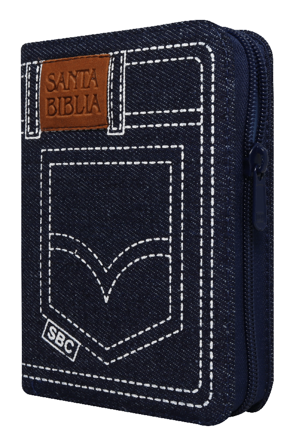 Biblia Reina Valera 1960 Tamaño Bolsillo Letra Chica Mezclilla Azul