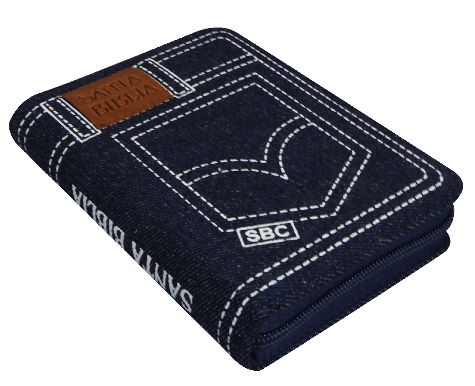 Biblia Reina Valera 1960 Tamaño Bolsillo Letra Chica Mezclilla Azul