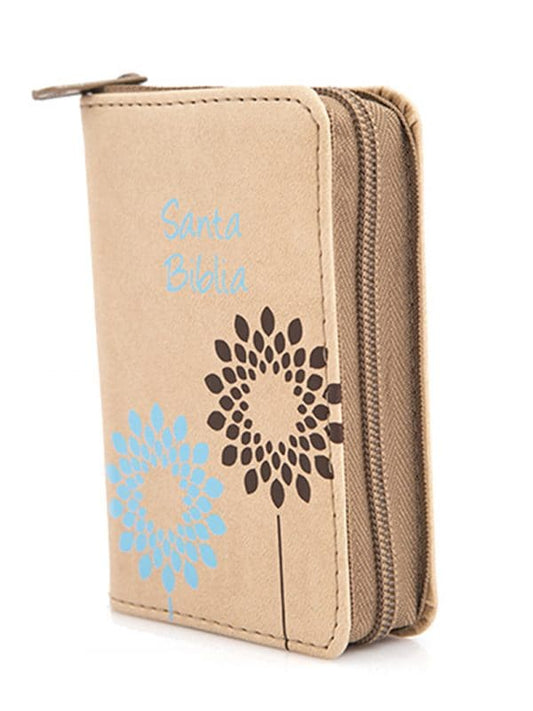 Biblia RVR 1960 Biblia mini de bolsillo con cierre – Beige