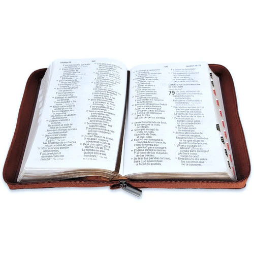 Biblia RVR1960 Letra Gigante Tamaño Manual Con Índice y Cierre, Imitación Piel Caoba