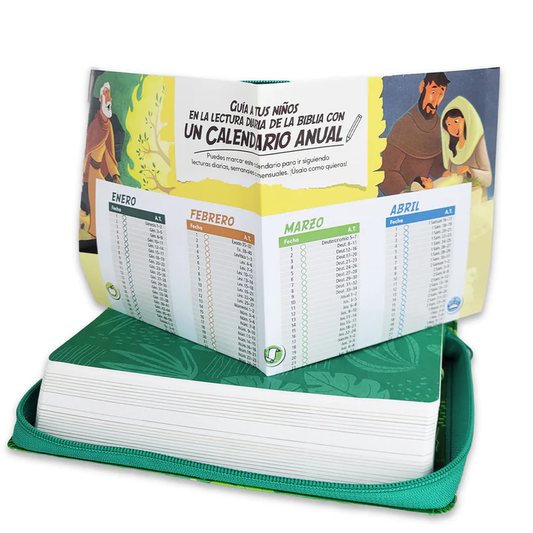 Biblia RVR 1960 Interactiva para Niños Letra Grande con Cierre verde