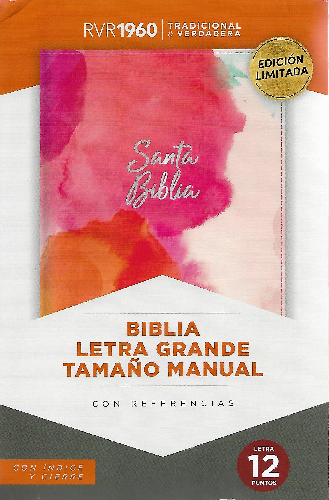 RVR1960 Biblia Tamaño Manual Letra Grande con Índice y Cierre