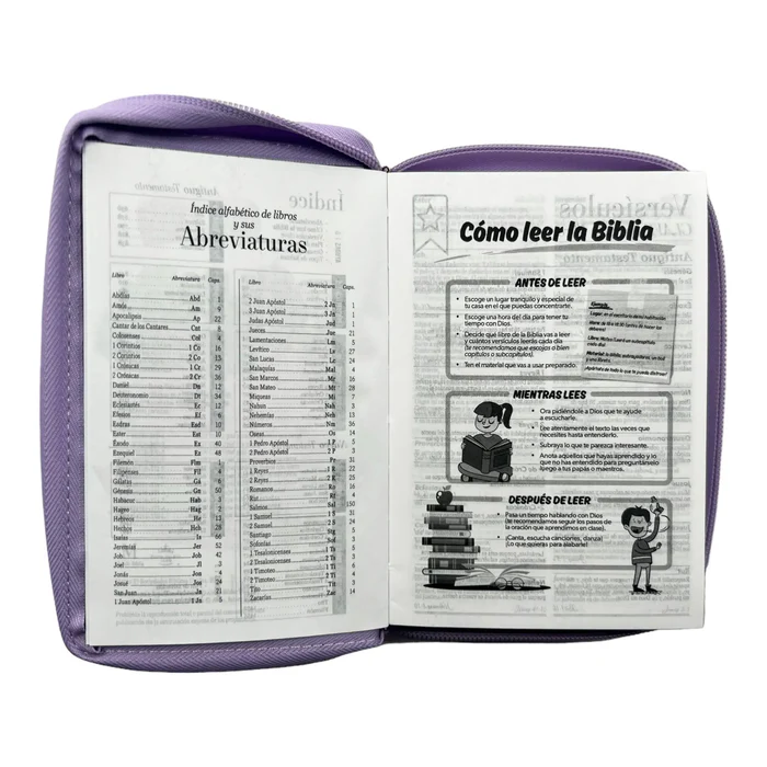 Biblia RVR 1960 para niños Mi gran viaje | Tamaño bolsillo Imitación Piel lila con cierre