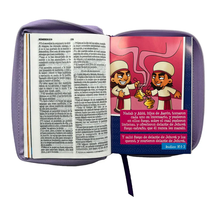 Biblia RVR 1960 para niños Mi gran viaje | Tamaño bolsillo Imitación Piel lila con cierre