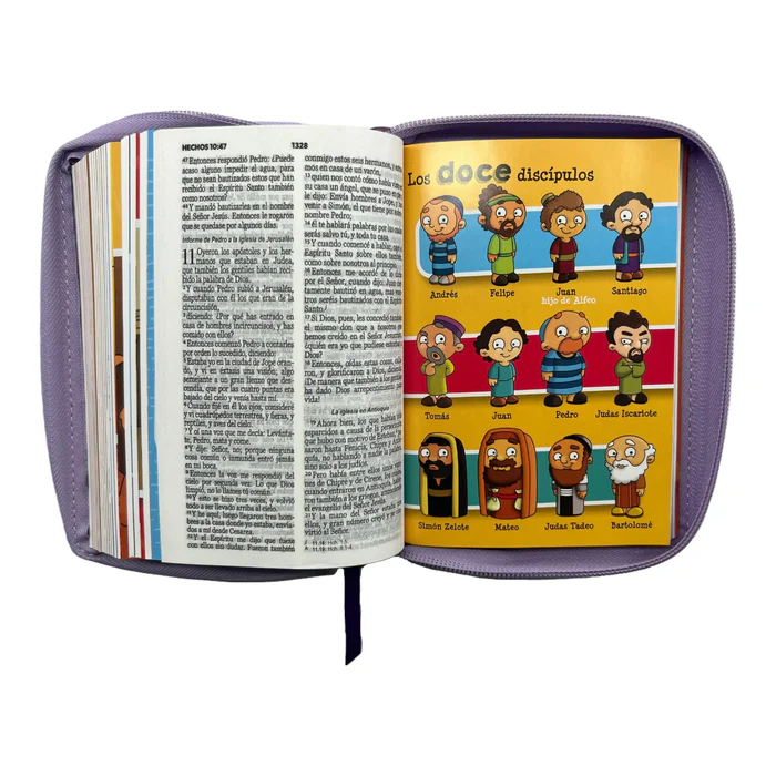 Biblia RVR 1960 para niños Mi gran viaje | Tamaño bolsillo Imitación Piel lila con cierre